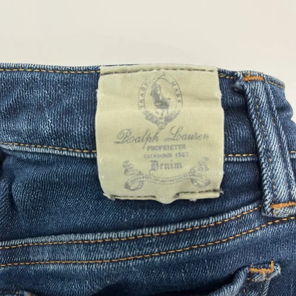 Ralph Lauren Girl's 6 Jegging Distressed Slim Fit Medium Wash Denim Jeans